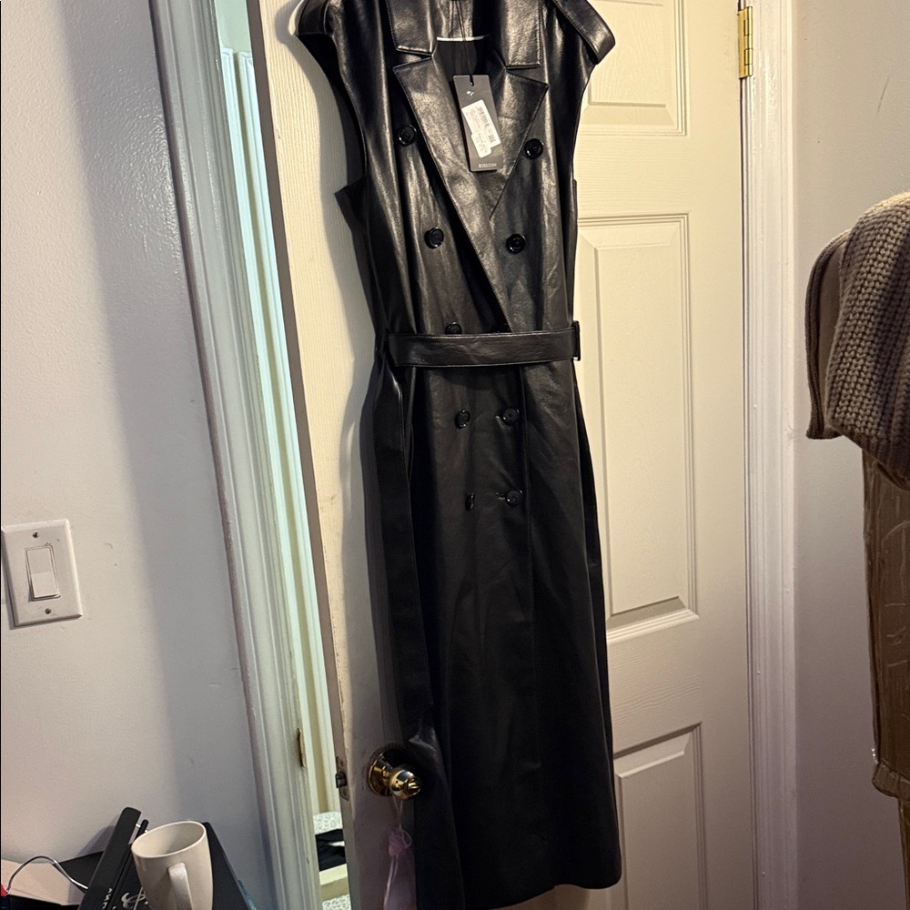 Boss Black Leather Double-Breasted Vest